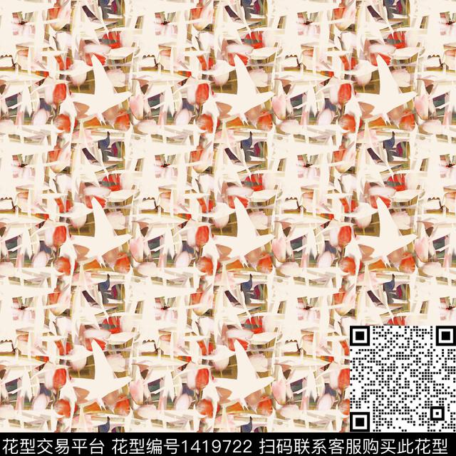 简约花卉热带华亿平台数码印花华亿平台下载（图片编号: 1419722） - 瓦栏（Walan）