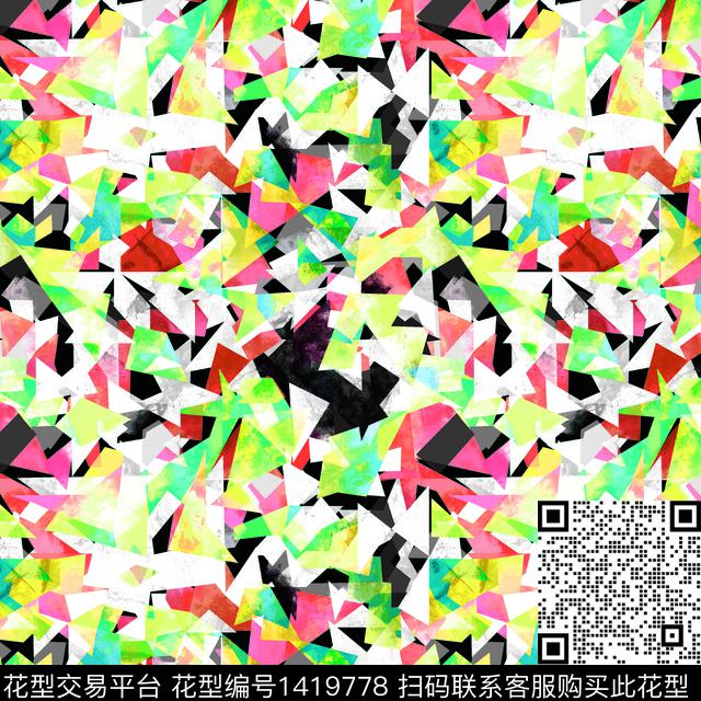 几何渐变大牌风数码印花华亿平台下载（图片编号: 1419778） - 瓦栏（Walan）