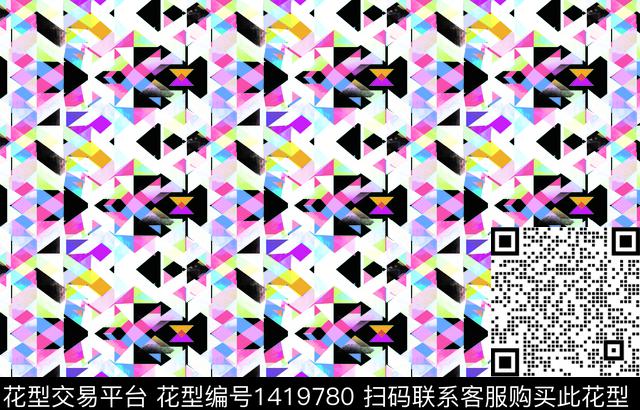 几何渐变大牌风数码印花华亿平台下载（图片编号: 1419780） - 瓦栏（Walan）