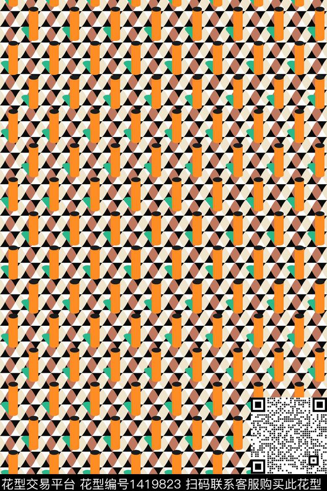 几何格子大牌风传统印花华亿平台下载（图片编号: 1419823） - 瓦栏（Walan）