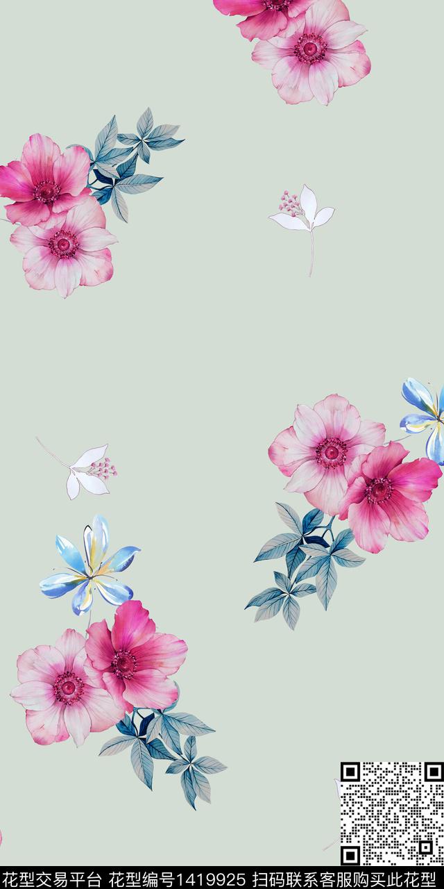 女装花卉大花数码印花华亿平台下载（图片编号: 1419925） - 瓦栏（Walan）