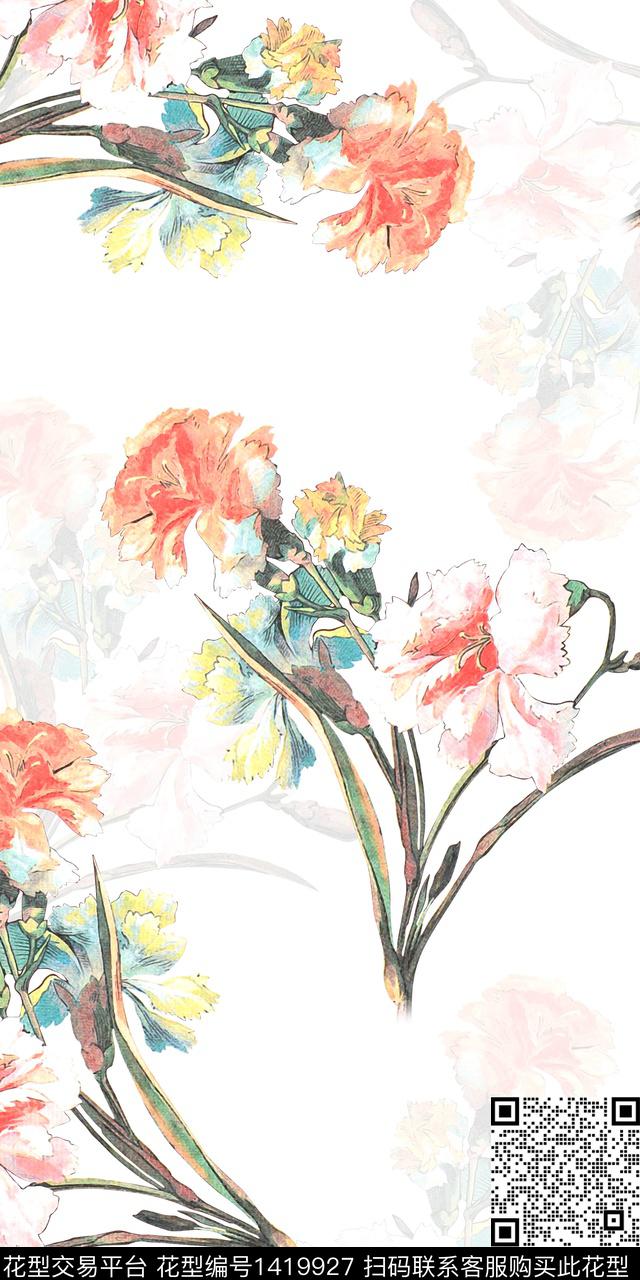 女装花卉大花数码印花华亿平台下载（图片编号: 1419927） - 瓦栏（Walan）