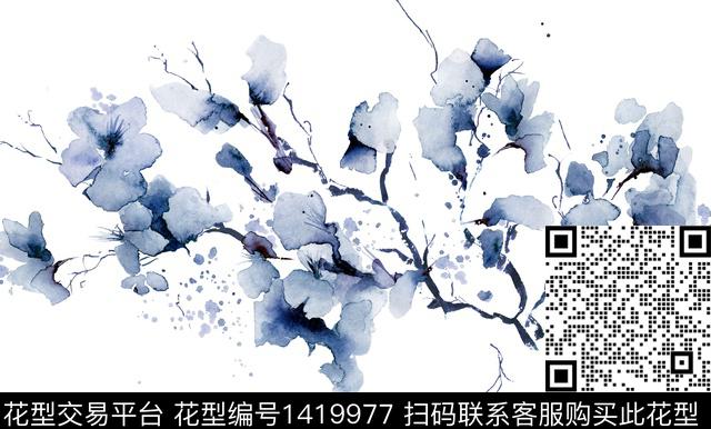 水彩水墨风花卉数码印花华亿平台下载（图片编号: 1419977） - 瓦栏（Walan）