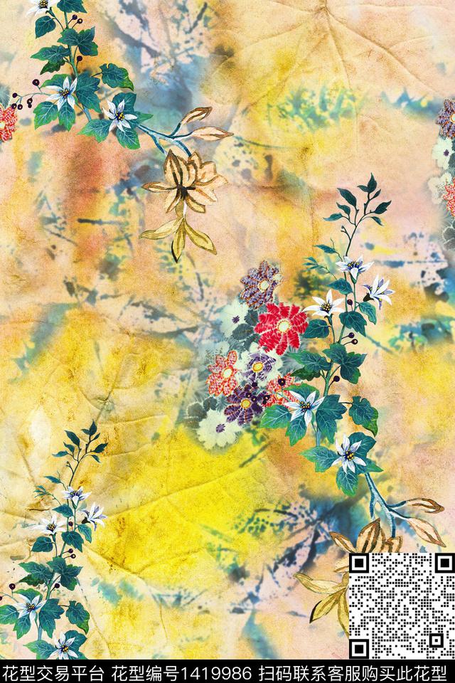 绿植树叶数码华亿平台纹理数码印花华亿平台下载（图片编号: 1419986） - 瓦栏（Walan）