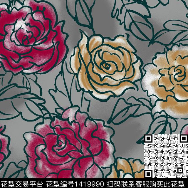 时尚肌理女装传统印花华亿平台下载（图片编号: 1419990） - 瓦栏（Walan）