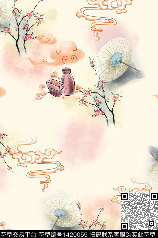 连衣裙女装旗袍传统印花华亿平台下载（图片编号: 1420055） - 瓦栏（Walan）