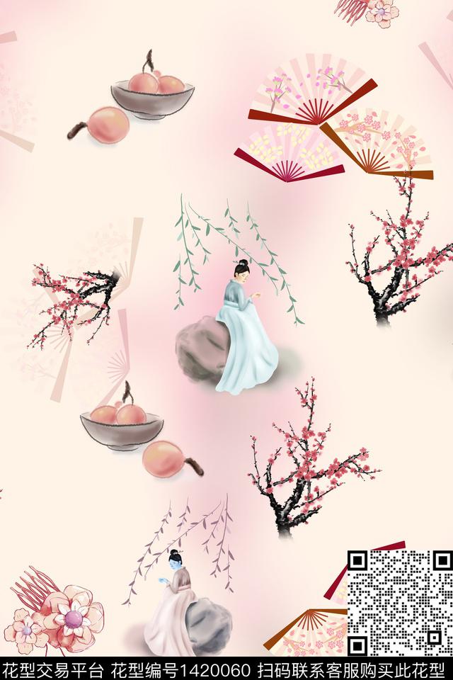 连衣裙女装旗袍传统印花华亿平台下载（图片编号: 1420060） - 瓦栏（Walan）