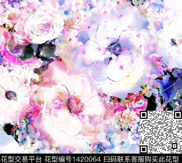 花卉大牌风热带华亿平台数码印花华亿平台下载（图片编号: 1420064） - 瓦栏（Walan）