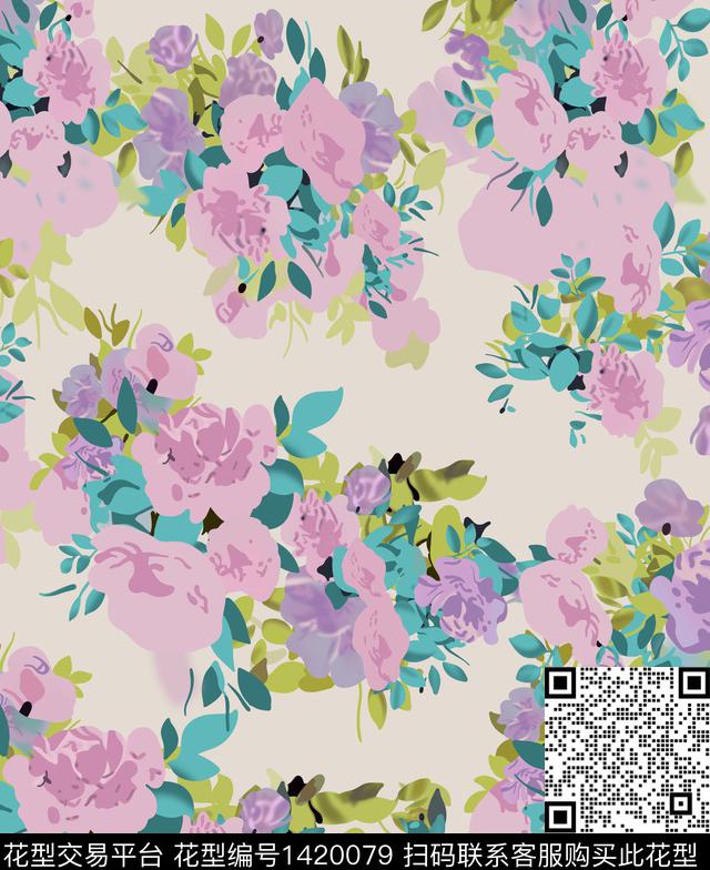 数码华亿平台复古花卉数码印花华亿平台下载（图片编号: 1420079） - 瓦栏（Walan）
