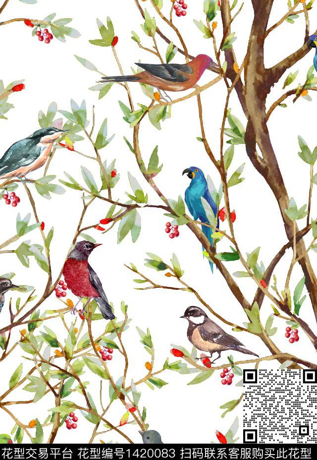 数码华亿平台复古花卉数码印花华亿平台下载（图片编号: 1420083） - 瓦栏（Walan）