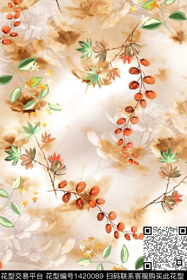 数码华亿平台复古花卉数码印花华亿平台下载（图片编号: 1420089） - 瓦栏（Walan）