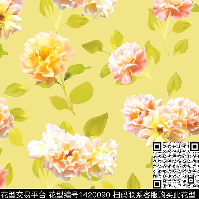 数码华亿平台复古花卉数码印花华亿平台下载（图片编号: 1420090） - 瓦栏（Walan）