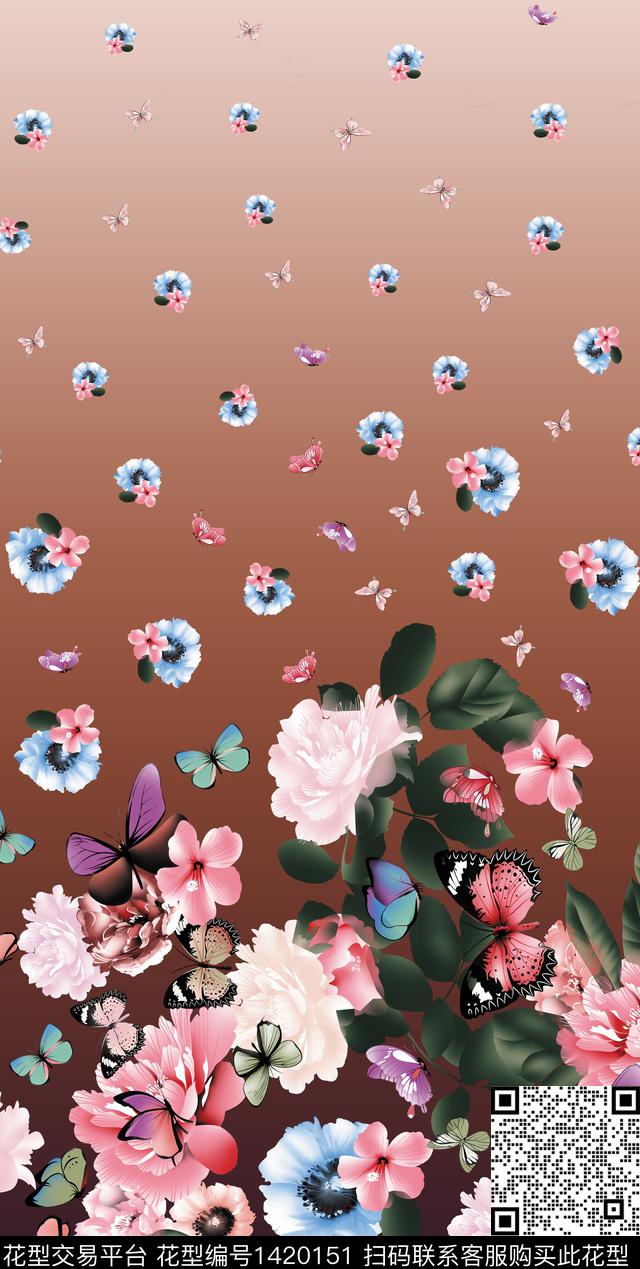 趋势华亿平台女装花卉数码印花华亿平台下载（图片编号: 1420151） - 瓦栏（Walan）