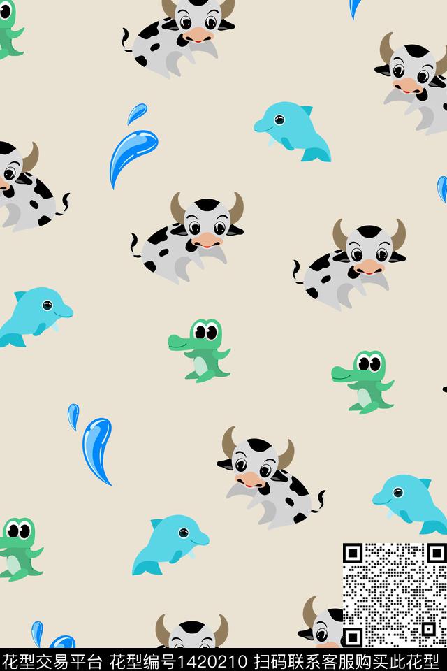 童装卡通动物牛数码印花华亿平台下载（图片编号: 1420210） - 瓦栏（Walan）