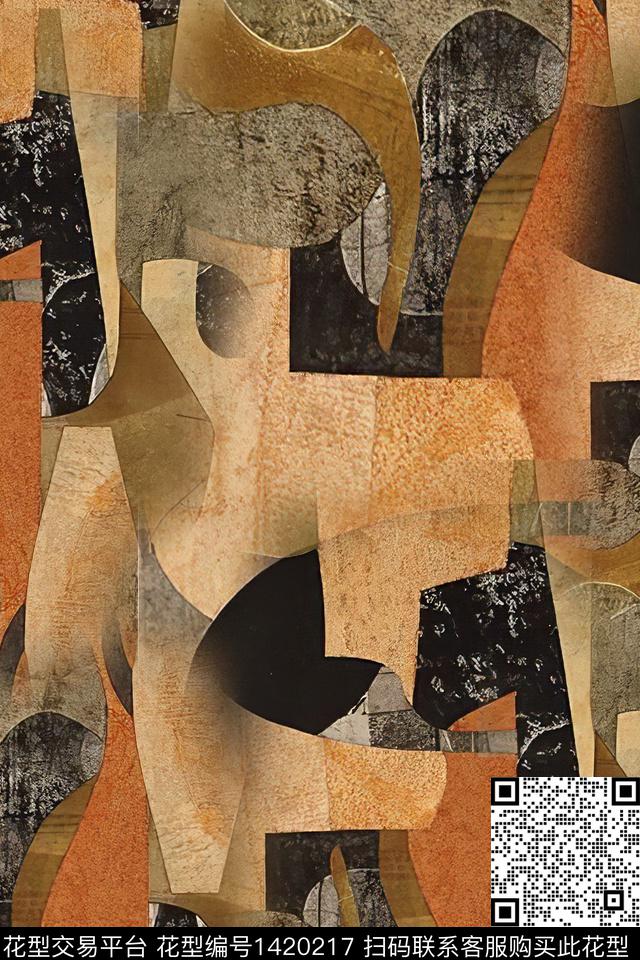 几何肌理抽象数码印花华亿平台下载（图片编号: 1420217） - 瓦栏（Walan）