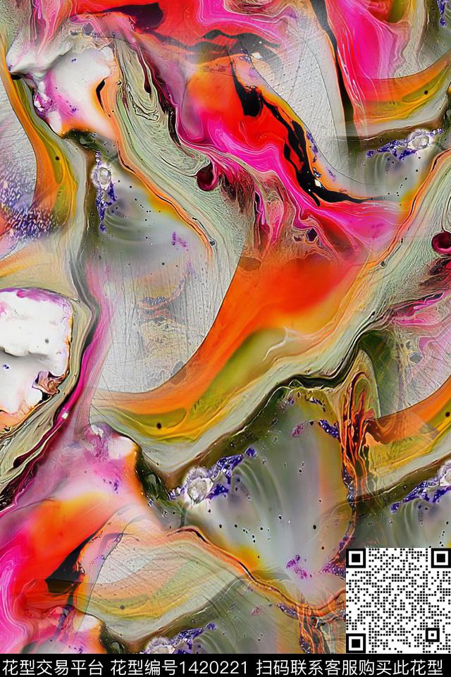 几何肌理抽象数码印花华亿平台下载（图片编号: 1420221） - 瓦栏（Walan）