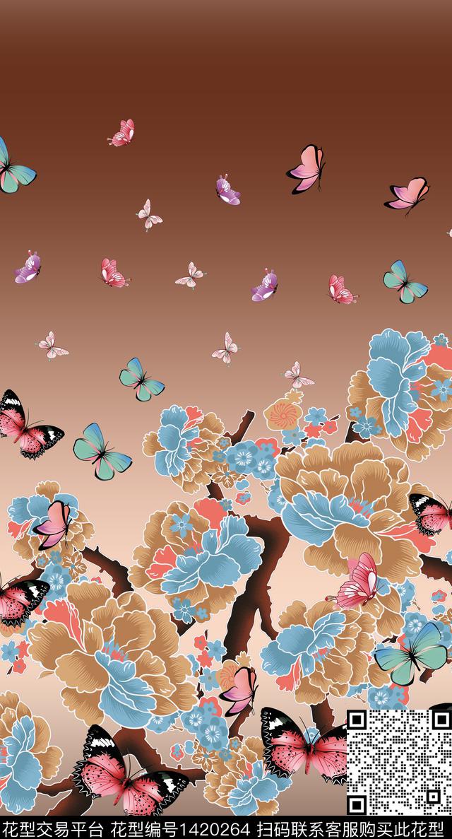 渐变女装大牌风数码印花华亿平台下载（图片编号: 1420264） - 瓦栏（Walan）