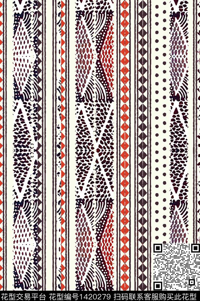 几何复古民族风数码印花华亿平台下载（图片编号: 1420279） - 瓦栏（Walan）