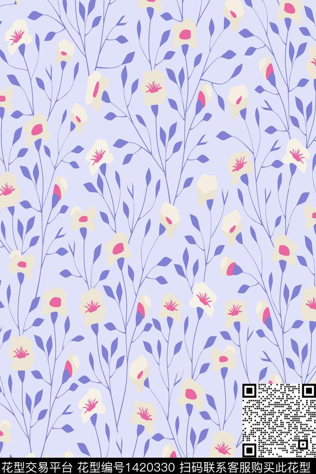 简约清爽底花卉花卉数码印花华亿平台下载（图片编号: 1420330） - 瓦栏（Walan）