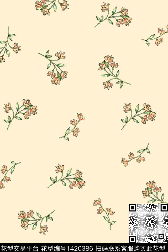 花卉植物小碎花数码印花华亿平台下载（图片编号: 1420386） - 瓦栏（Walan）