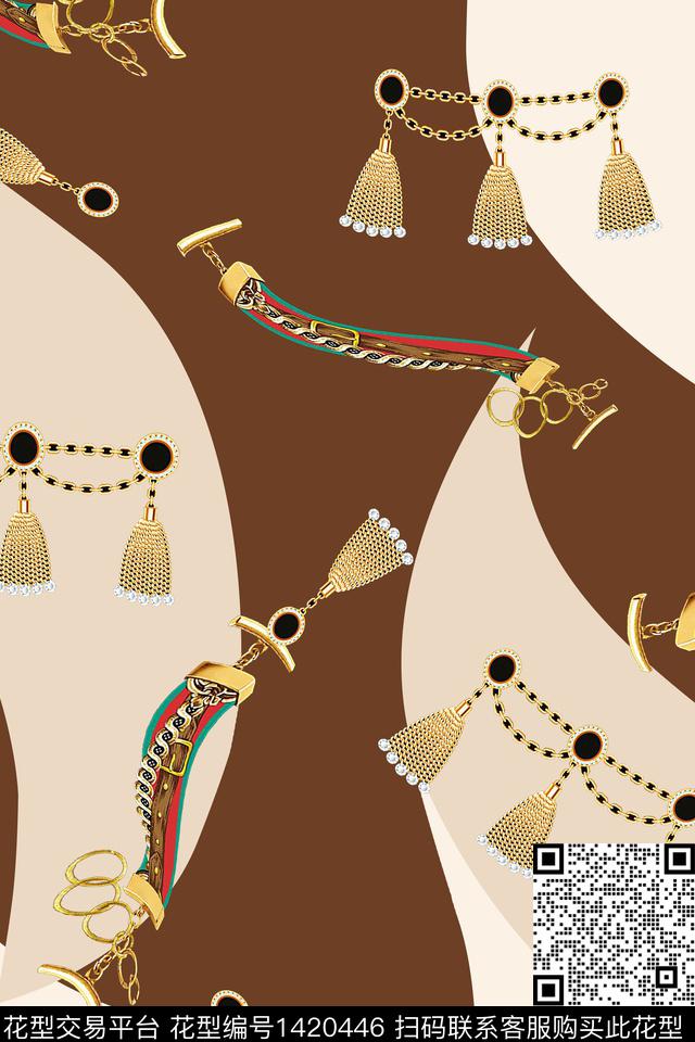 链条休闲真丝数码印花华亿平台下载（图片编号: 1420446） - 瓦栏（Walan）