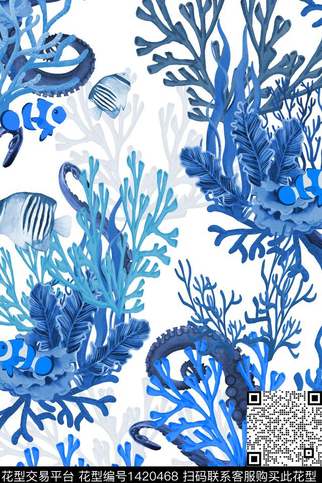 花卉地中海年轻女性数码印花华亿平台下载（图片编号: 1420468） - 瓦栏（Walan）