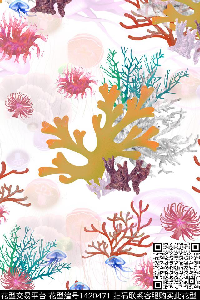 花卉地中海年轻女性数码印花华亿平台下载（图片编号: 1420471） - 瓦栏（Walan）