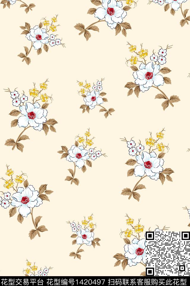 数码华亿平台花卉大牌风数码印花华亿平台下载（图片编号: 1420497） - 瓦栏（Walan）