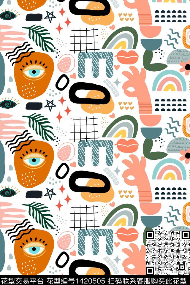 插画时尚创意数码印花华亿平台下载（图片编号: 1420505） - 瓦栏（Walan）