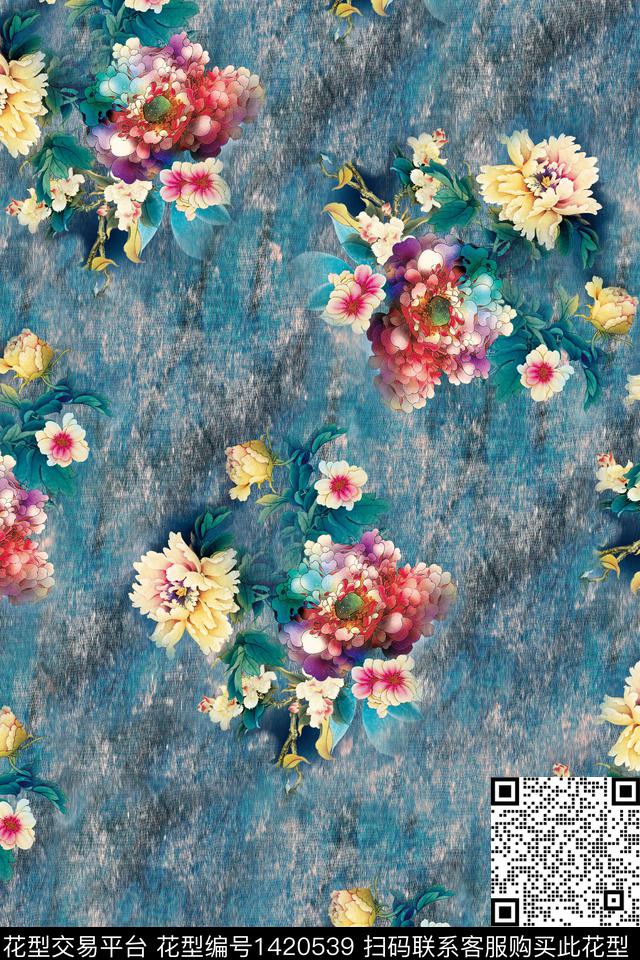 数码华亿平台香云纱牡丹数码印花华亿平台下载（图片编号: 1420539） - 瓦栏（Walan）