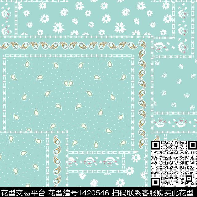 佩斯利小清新真丝数码印花华亿平台下载（图片编号: 1420546） - 瓦栏（Walan）