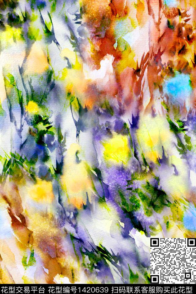 炫彩肌理水彩传统印花华亿平台下载（图片编号: 1420639） - 瓦栏（Walan）