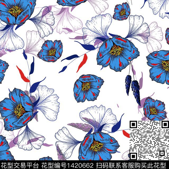 线条绿植树叶小碎花传统印花华亿平台下载（图片编号: 1420662） - 瓦栏（Walan）