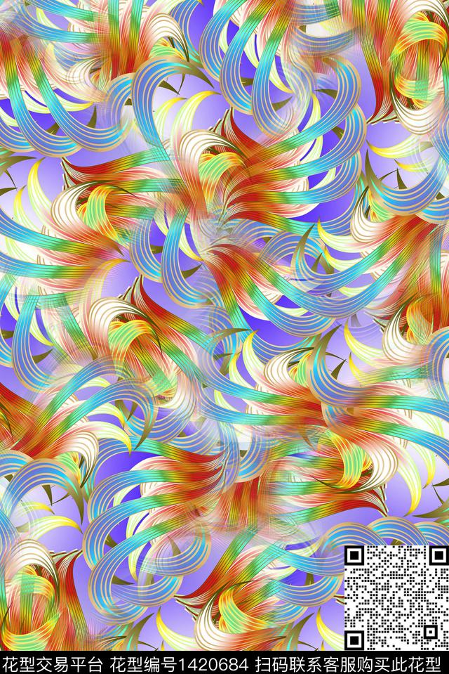 肌理复古抽象数码印花华亿平台下载（图片编号: 1420684） - 瓦栏（Walan）