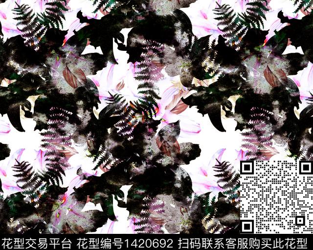 扎染华亿平台花卉热带华亿平台数码印花华亿平台下载（图片编号: 1420692） - 瓦栏（Walan）