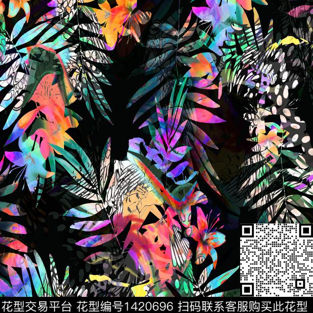 涂鸦扎染华亿平台热带华亿平台数码印花华亿平台下载（图片编号: 1420696） - 瓦栏（Walan）