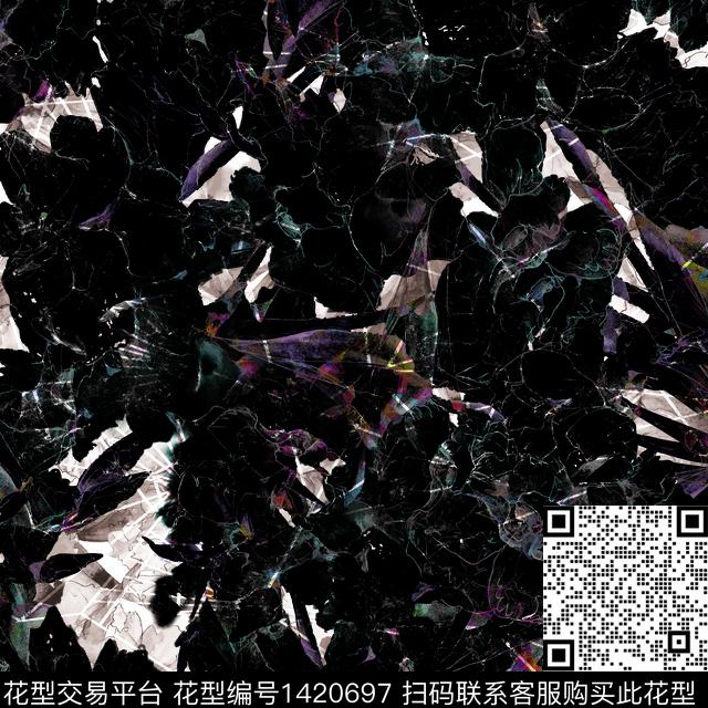 涂鸦花卉热带华亿平台数码印花华亿平台下载（图片编号: 1420697） - 瓦栏（Walan）