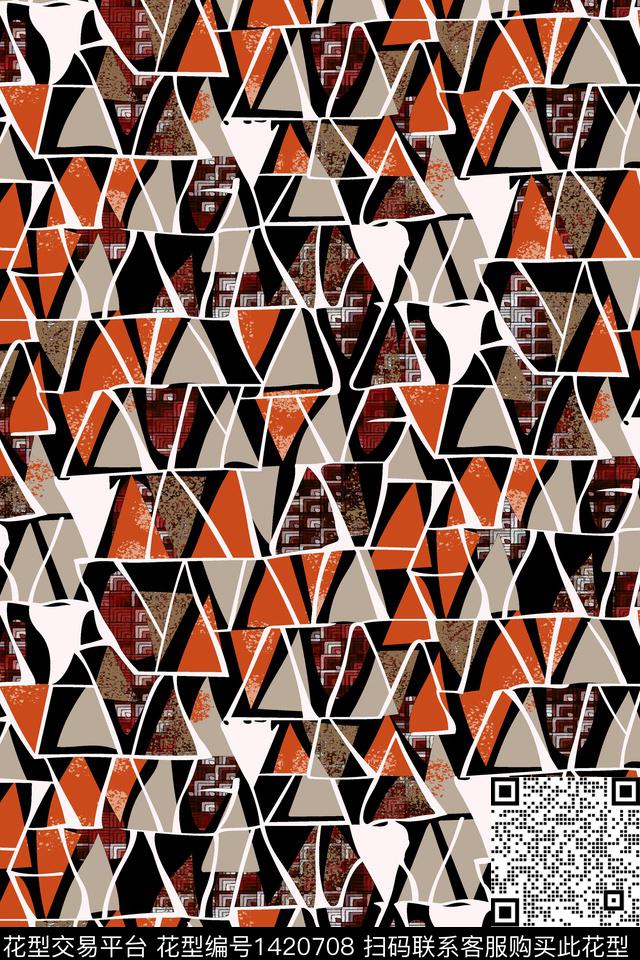 几何三角形纹理数码印花华亿平台下载（图片编号: 1420708） - 瓦栏（Walan）