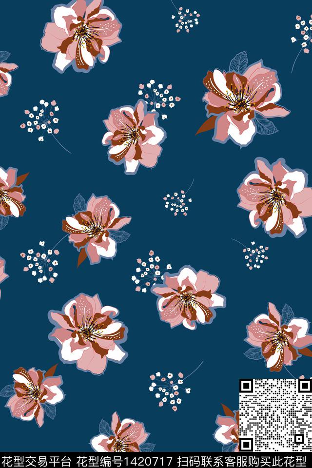 花卉小碎花分散数码印花华亿平台下载（图片编号: 1420717） - 瓦栏（Walan）