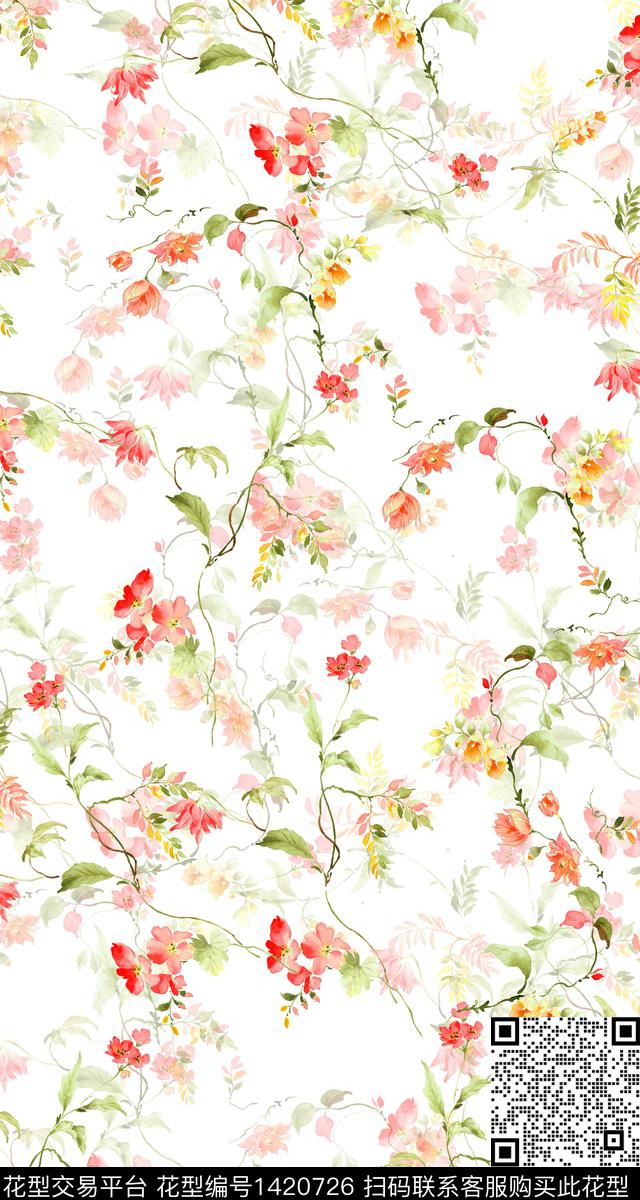 时尚花卉小清新数码印花华亿平台下载（图片编号: 1420726） - 瓦栏（Walan）