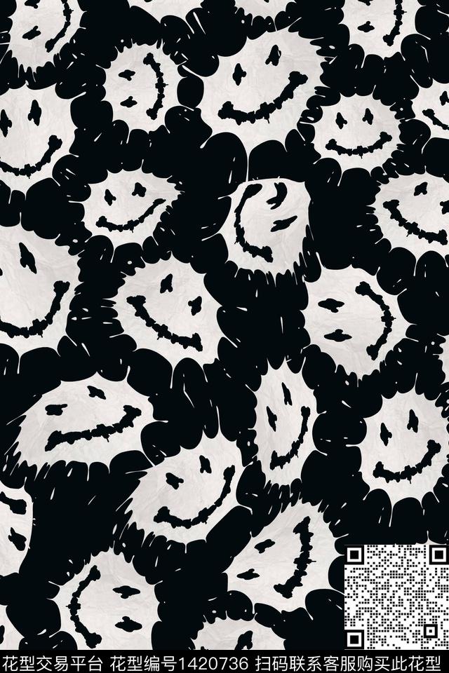 笑脸日韩休闲数码印花华亿平台下载（图片编号: 1420736） - 瓦栏（Walan）