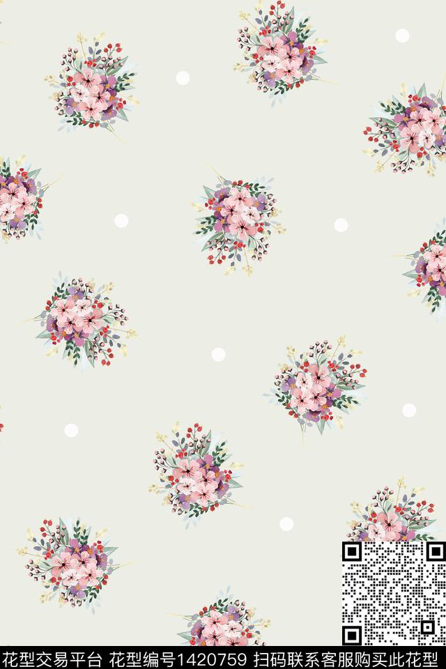 花卉小碎花素雅数码印花华亿平台下载（图片编号: 1420759） - 瓦栏（Walan）