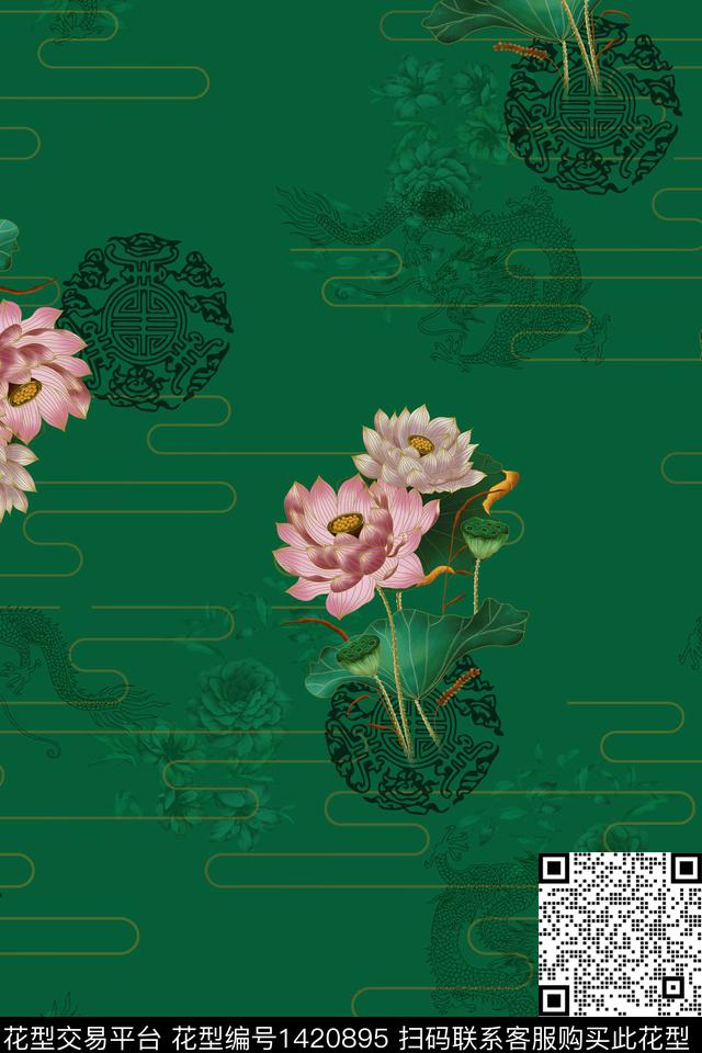 数码华亿平台花卉中国风数码印花华亿平台下载（图片编号: 1420895） - 瓦栏（Walan）