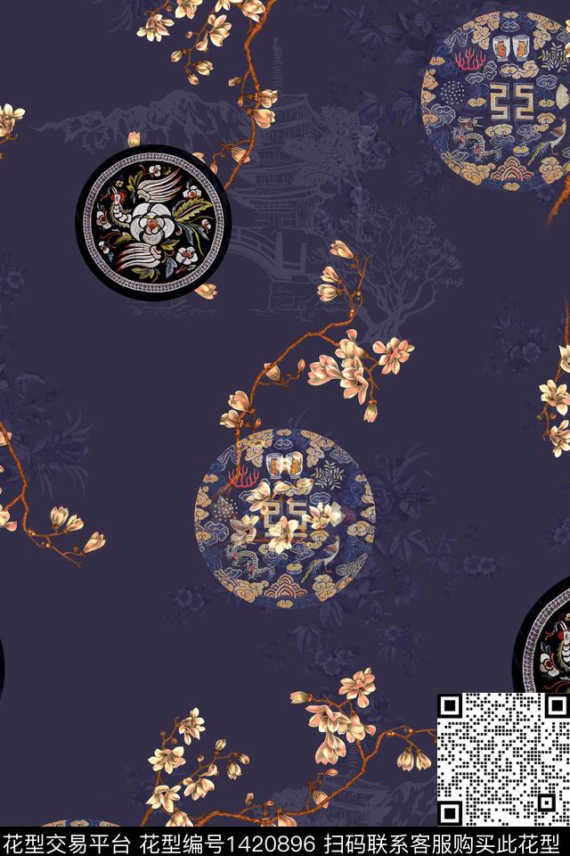 数码华亿平台花卉中国风数码印花华亿平台下载（图片编号: 1420896） - 瓦栏（Walan）