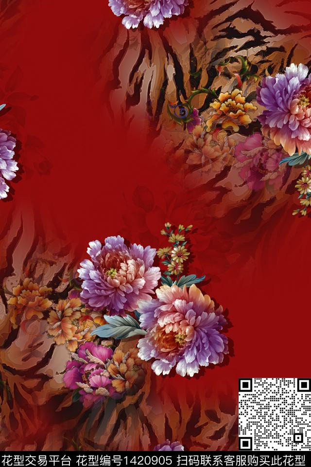 数码华亿平台花卉中国风数码印花华亿平台下载（图片编号: 1420905） - 瓦栏（Walan）