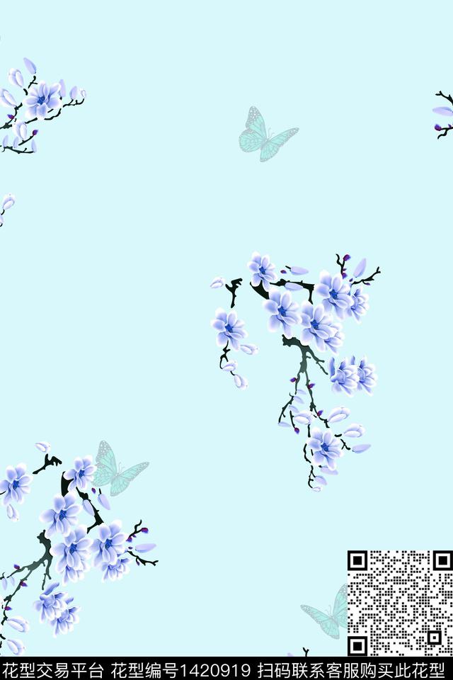 数码华亿平台花卉大牌风数码印花华亿平台下载（图片编号: 1420919） - 瓦栏（Walan）