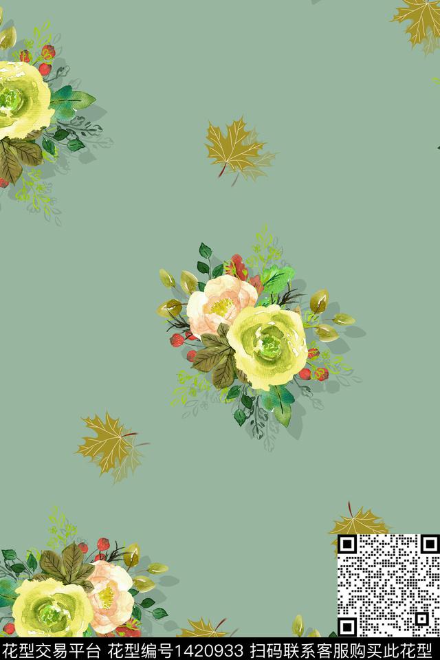 花卉大牌风小碎花数码印花华亿平台下载（图片编号: 1420933） - 瓦栏（Walan）