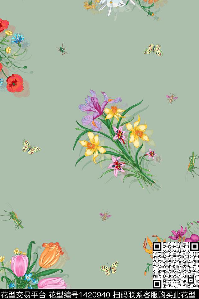 花卉大牌风小碎花数码印花华亿平台下载（图片编号: 1420940） - 瓦栏（Walan）
