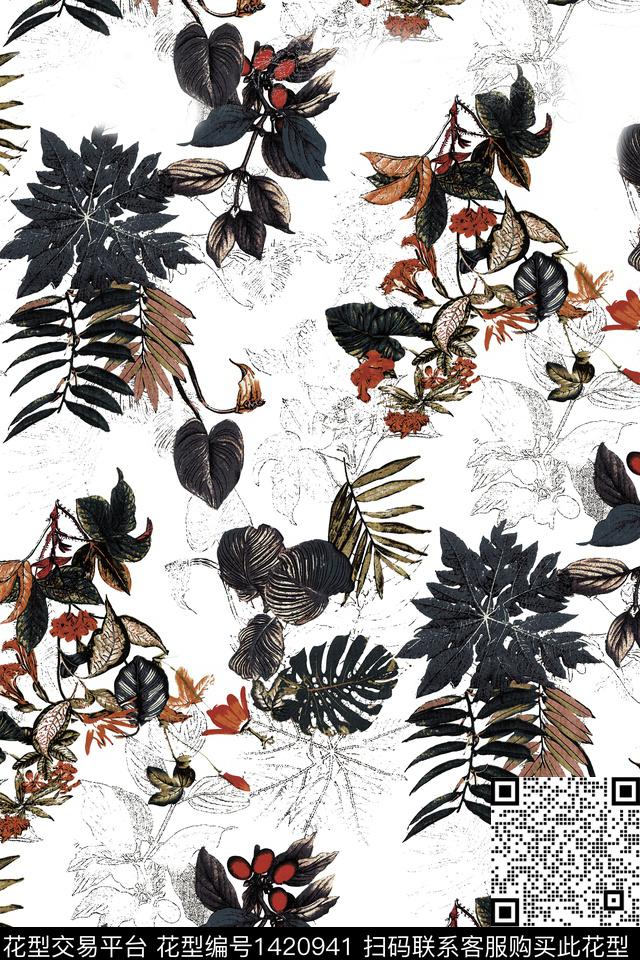 花卉大牌风小碎花数码印花华亿平台下载（图片编号: 1420941） - 瓦栏（Walan）