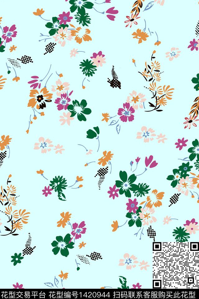 花卉大牌风小碎花数码印花华亿平台下载（图片编号: 1420944） - 瓦栏（Walan）